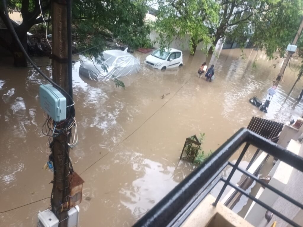 Waterlogging After Rain In Bengaluru, MLA Visits Affected Area On Bulldozer