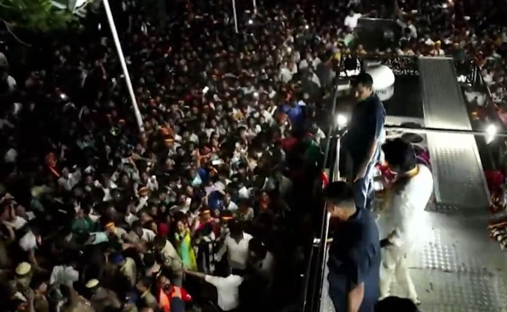 Video: TVK Chief Vijay Tosses Water Bottles At Crowd Before Stampede