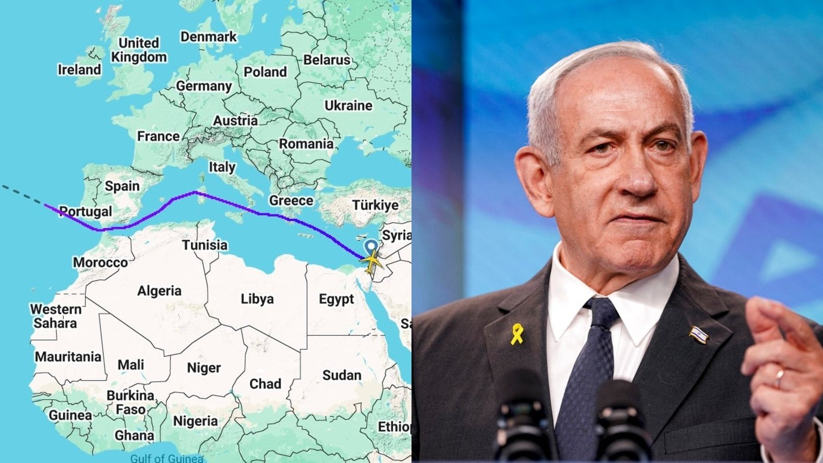Netanyahu’s Plane Takes Unusual Route Over Airspaces To Avoid Arrest